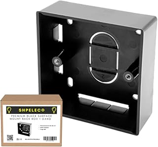 SHPELEC® Black Surface Mounted Pattress Box - Single/Double, Stylish and Durable Box for Mounting Electrical Devices, BS 5733 Compliant (1 Gang (Single))