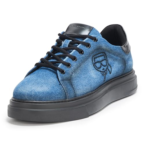 Karl Lagerfeld Paris Men's White Label Karl Denim Sneakers, 10.5