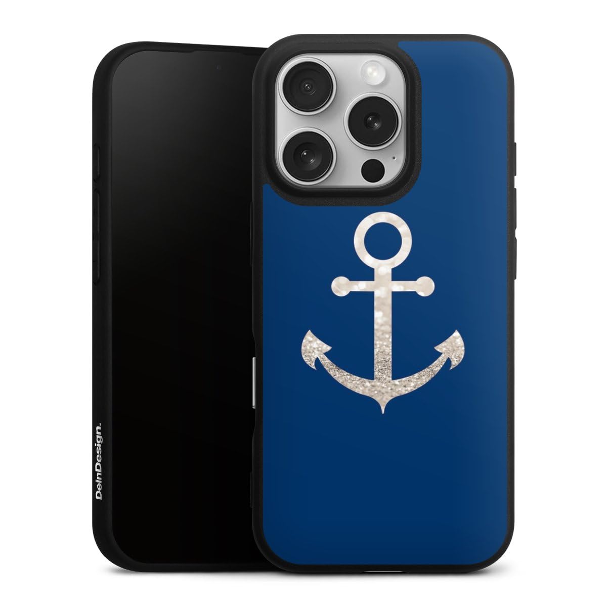 Coque silicone Apple iPhone 16 Pro étui souple paillettes look ancre - 2