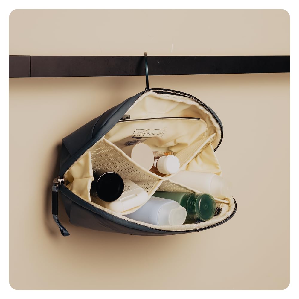 Peak Design Pochette da viaggio piccola Ocean, resistente alle intemperie, kit Dopp verticale o sospeso con tasche, tasca magnetica per spazzolino da denti, ampia apertura UltraZip, borsa da toilette