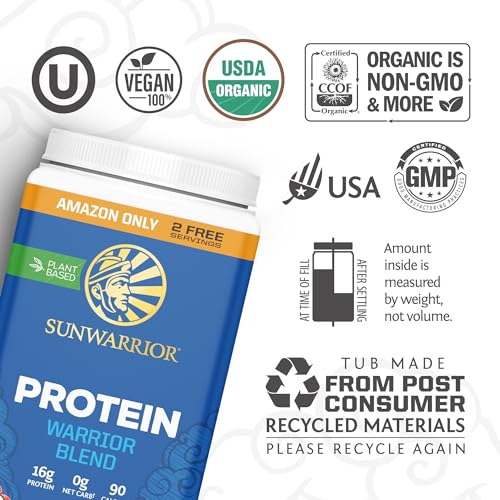 Sunwarrior Vegan Protein Powder Plant-Based USDA Organic | BCAA Amino Acids Hemp Seed | Keto Friendly Soy, Dairy, Gluten, & Synthetic Free Non-GMO | Chocolate 32 Servings 16g - Image 4