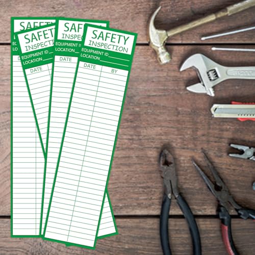 50 adesivos de inspeção de segurança 21 x 5 cm, etiquetas verdes de inspeção de segurança, etiqueta