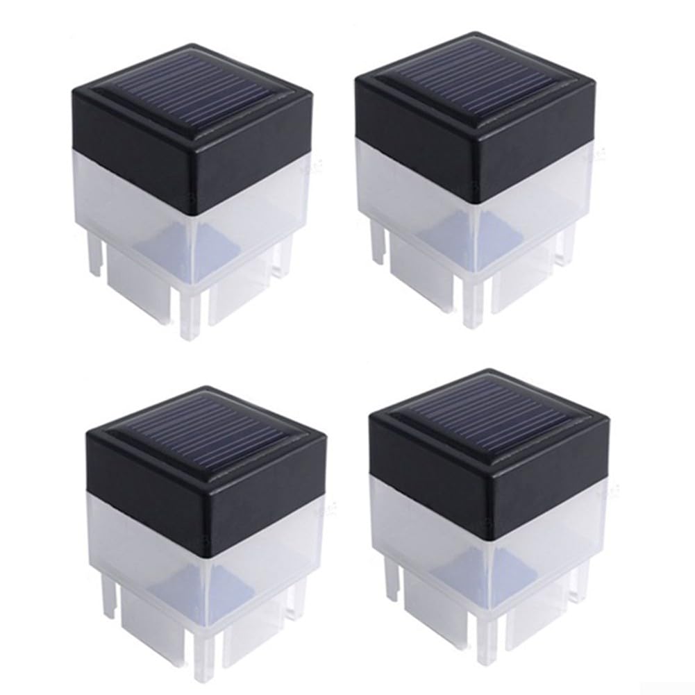 Lampade a LED a energia solare, impermeabili, per esterni, per recinzioni, scale, giardini, patio, vialetti per illuminazione, facili da installare, con tappo in ABS (luce bianca)