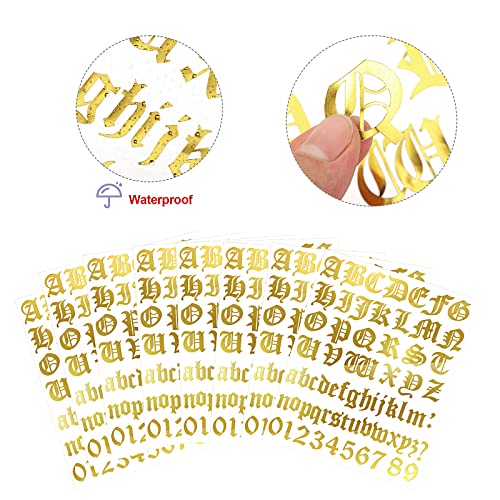 Image of Teling 8 Sheets Letter Stickers Vinyl Old English Alphabet Number Stickers Self Adhesive Stick on Letters for Back to School Scrapbooking DIY Art Business Mailboxes Address Craft(1 Inch,Gold)