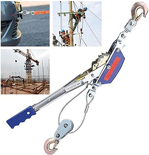 Power Puller, Ratchet Cable Puller with Anti-reversal Design, Ratchet Power Puller Winch for Car Traction, Steel Come Along Puller with Non-slip Handle, Single/Double Rope(4t)