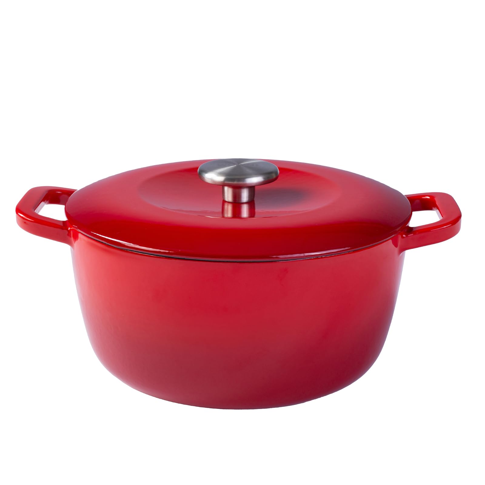 5.5QT Enameled Cast Iron Dutch Oven, Concave Self-Basting Lid
