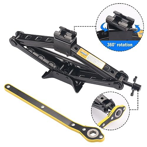 Image of 3 Set 2 Ton Scissor Jack for Car, with Hand Crank Portable Repair Tool Rust-Resistant for auto, SUV, Trailer, Station Wagon, by GENHAKON.
