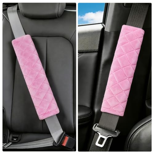 Image of Amooca Soft Auto Seat Belt Cover Seatbelt Shoulder Pad Cushions 2 PCS for a More Comfortable Driving Universal Fit for All Cars and Backpack Pink