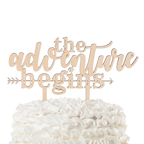 Ella Celebration The Adventure Begins Wooden Wedding Cake Topper, Improved Arrow Rustic Wood Decoration 8 Inch Width (Adventure Begins) #TOP5