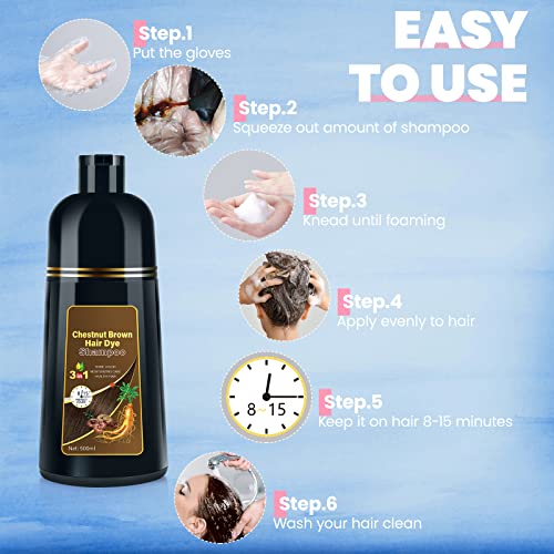 Iiimeidu Hair Dye Shampoo For Gray Hair, 3 In 1 Herbal Ingredients Shampoo Black Hair Dye For Women Men, Grey Coverage Shampoo 500Ml #TOP3