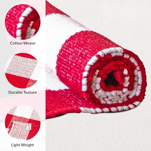 Tapete decorativo rojo y blanco 3x5 pies HOMEMONDE miniatura 4