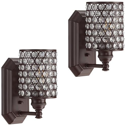 Image of 2 Pack 1 Light Polyhedral Crystal Modern Oil Rubbed Bronze Wall Sconce Light Fixture