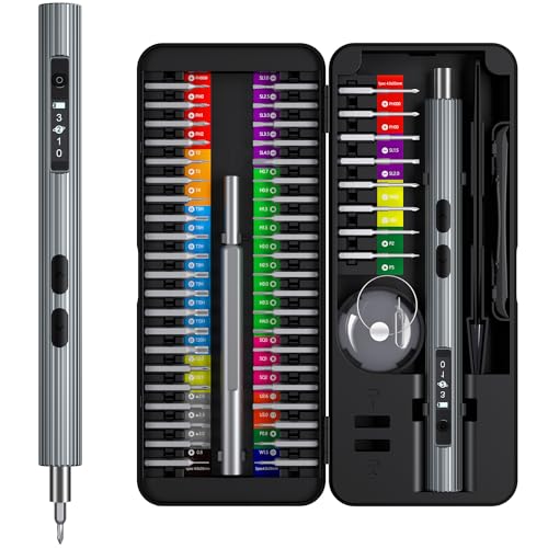 SOONAN Améliorée Set de Tournevis électriques 58 en 1, Kit de Mini Tournevis Sans Fil Rechargeable, Kit D'outils de Réparation de Précision Avec 50 Embouts, Pour Montres, Téléphones, Lunettes