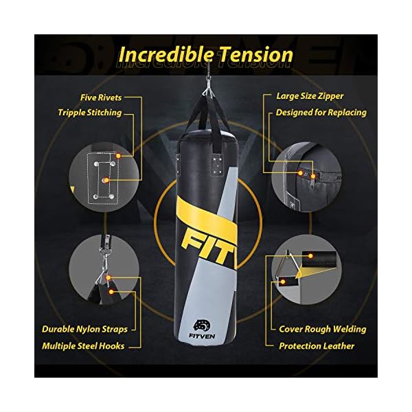 FITVEN Punching Bag 50-Pound for Adults Youth Kids with Wall Mount Wall Bracket Heavy Bag for Kickboxing
