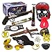 PHYNEDI Niños Pirata de Juguete con Accesorios Infantiles Juguetes Kit Pirate con Catalejo, Mapa del Tesoro, Brújula, Anillo de Calavera, Pendientes