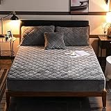 Daenlujec Non-Slip Protective Cover for Bed Mattress Full,Pure Color Crystal Velvet Quilted Bed Shee