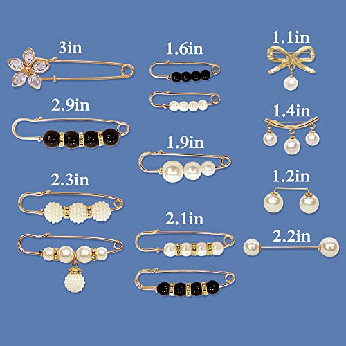 Safety Pins Sweater Clothing Clips Women Faux Pearl Brooch Large Sewing Decoration Pin Accessories 13 Pcs #TOP4
