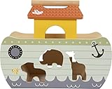 small foot Steckspiel Arche Noah „Safari“, Motorikspielzeug aus Holz mit 15 Tierfiguren, Taufgeschenke für Mädchen und Jungen, für Kinder ab 12 Monaten, 12456