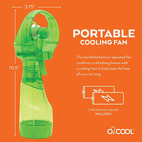 O2Cool Deluxe Handheld Battery Powered Water Misting Fan (Green) Batteries Included #TOP1