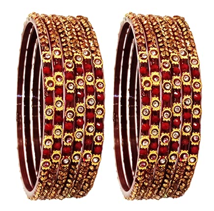 T4 Jewels (2.10 & 2.12 Size Designer Maroon Colour Golden Silver Stones Studded Beautiful Glass Bangles Set For Women & Girls - (Set Of 12)_Beautiful Maroon_2.14 (B09B2TTR43) Amazon Price History, Amazon Price Tracker