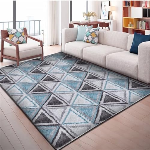 Tapis de salon géométrique gris bleu 140x200cm tapis dry - 2