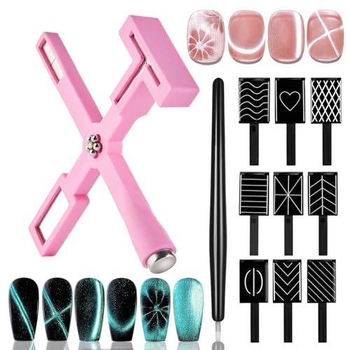 11Pcs Nail Magnet for Cat Eye Gel Nail Polish Magnet Set 5 in 1 Multifunction Wand Cat Eye Magnetic for Nails Cat Eye Magnets Sticks Magnet Nail Polish Design Tools Nail Art DIY