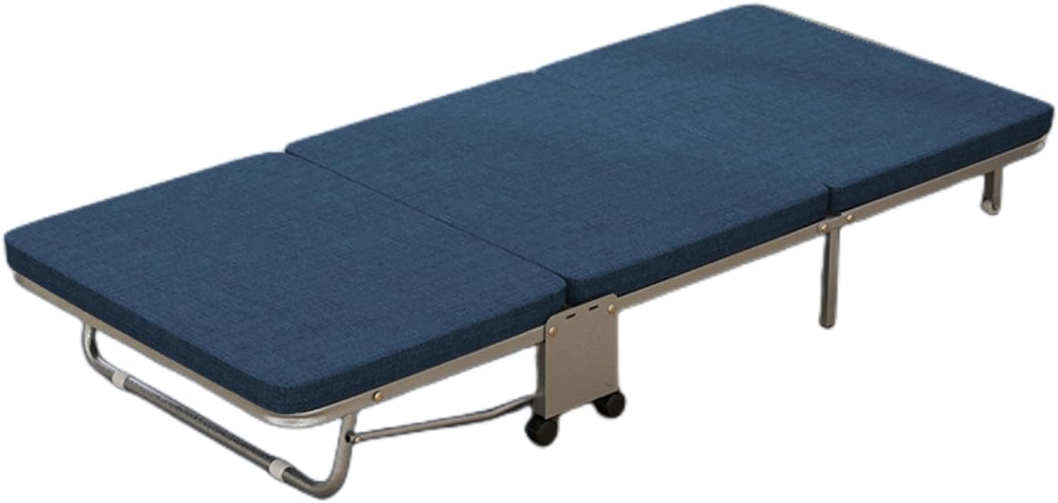 ( Lightweight Camping Cot with Mattress for Adults - Portable Folding Sleeping Cot - Office Bed with Wheels for Office Rest, Accompany, Take A Nap, and Sleep (Grey,23.62" X70.87