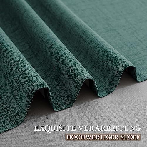 CUCRAF Vorhang 100% Blickdicht Leinen Gardinen mit Ösen Verdunklungsvorhänge Gardinen Waldgrün H229 x B229 cm 2er Set… – Ansicht 6