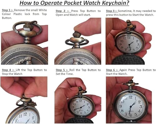 Image of AUGEN Premium Pocket Watch Metal Keychain Crab Retro Vintage for Gifting With Key Ring Anti-Rust (Pack Of 1)