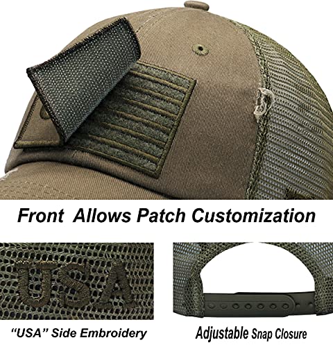 Image of Antourage American Flag Unconstructed Unisex Mesh Snapback Baseball Hat Cap for Men and Women +2 Patriotic Patches Included