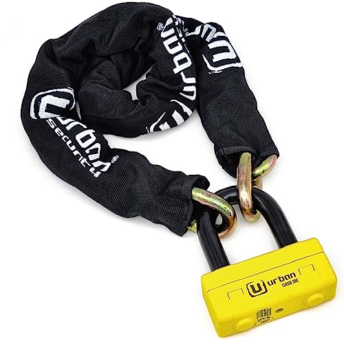 urban UR74150 Lucchetto antifurto a Catena per Moto ad Alta Sicurezza omologato Classe Sra, Mini U Disc Lock + Chain ø13,5, 150cm, Giallo