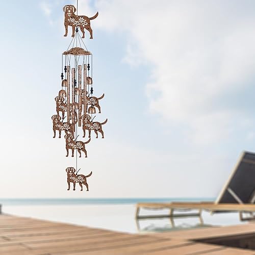 Miniatura 8 de Campanillas de viento para perros de 37 pulgadas, decoración interior y exterior, con 4 tubos, 6 campanas, 7 perros, campanillas de viento