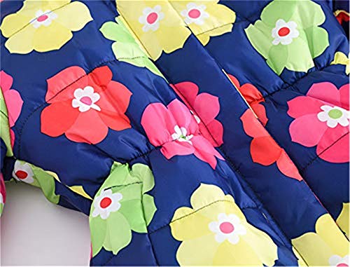 Miss Bei Girl's Kids Toddler Winter Flower Print Parka Outwear Warm Cotton Coat Hooded Jacket 27Rose 150Cm #TOP2