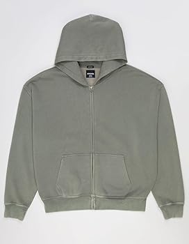 Rsq Mens Washed Zip-Up Oversized Hoodie, Olive, X-Small at Amazon