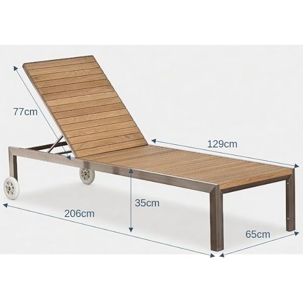 ALEOS Designer Sonnenliege Edelstahl & Teakholz