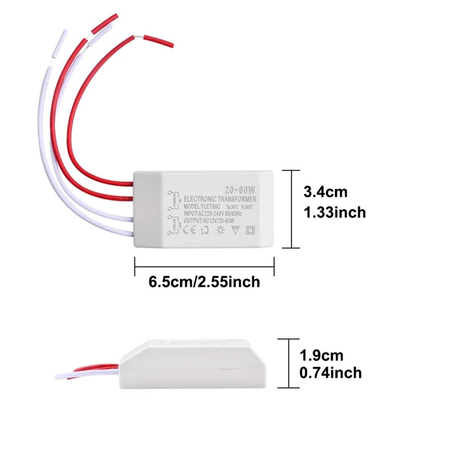 1 szt. AC 220 V do AC 12 V 20-60 W adapter elektroniczny przetwornica napięcia światło halogenowe sterownik LED Smart Power Supply do lamp (20 W, 220 V do 12 V)