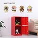 DAYTOYS 2 Door Metal Vertical Storage Locker for Kids Bedroom, Children Room, School, Office, Home,Stackable Steel Storage Cabinet for Toys, Clothes & Sports Equipment,Anti-Tilting Device. (2D, red)