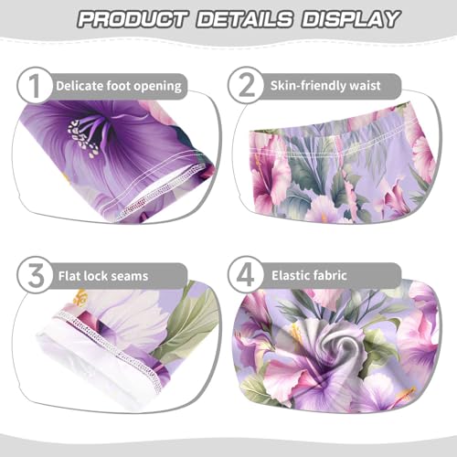 Bolaz Toddler Girls Leggings Printed Yoga Pants Leggings Purple Pink Flower for Kids3