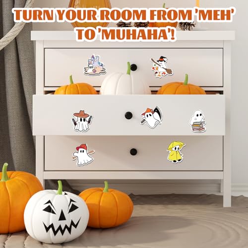 CharmBurst 100 Stück Halloween Geist Motiv Sticker, Niedliche Geister Deko Sticker Für Partys, Geeignet Für Kinder, Jugendliche Und Erwachsene, Ideal Für Wasserflaschen,