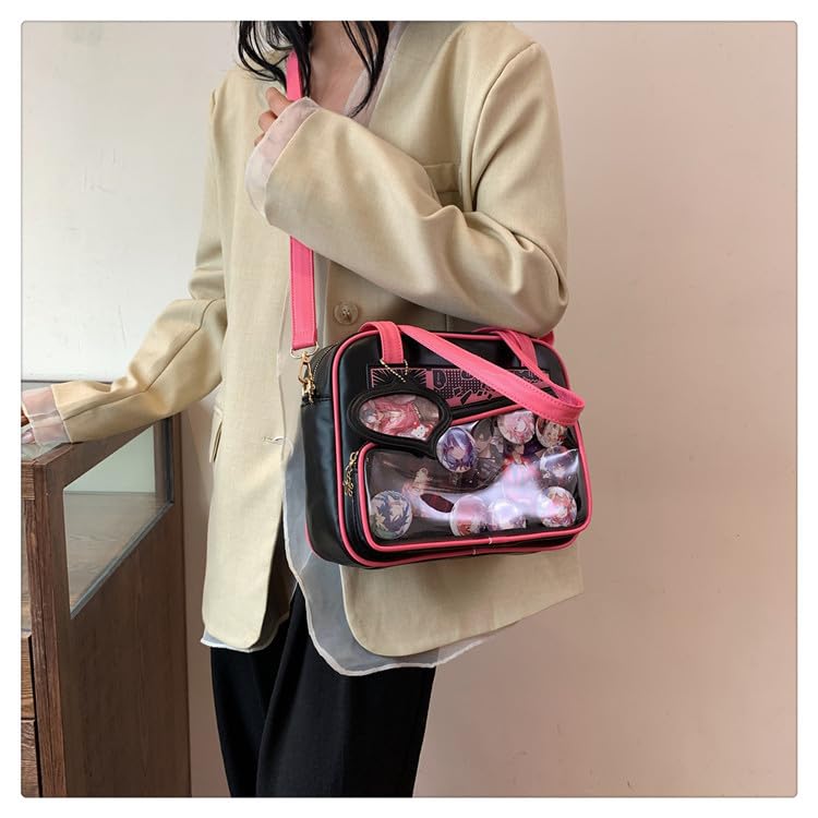 Y2K Fashion Crossbody Itabag, Handbag Bag Kawaii Grunge Shoulder Bag Emo JK Itabag Ita Sling Purse Itabag Crossbody (Black pink)4