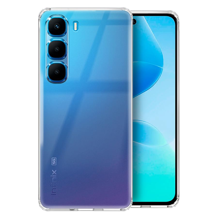 Image of Fashionury Crystal Clear Case for Infinix Hot 60 5G | Yellowing Resistance | Transparent TPU Silicone | Raised Camera Lips | Slim Transparent Cover