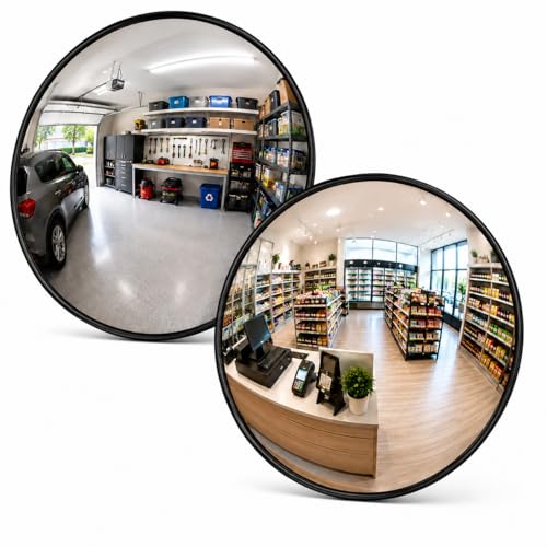 BESEA 2PCS 30" inch Convex Traffic Mirror -Industrial Grade Wide Angle Blind Spot Safety Mirror -Heavy Duty Security Mirror for Intersections, Warehouses & Large Parking Lots-Acrylic Material