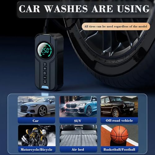 Image of Tire Inflator Portable Air Pump for Car,Tire Compressor Portable for Car 180 PSI, Electric Air Inflatable Pump 12V with Tire Pressure Gauge,Auto Electric Air Compressor for Car,Bicycle,Balls