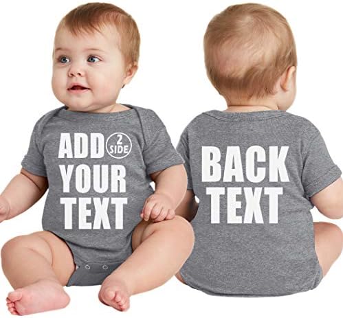 Custom Baby Bodsuits for Boy Girl Add Your Text 2 Sides Personalized Infant Bodysuit Granite Heather