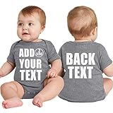 Custom Baby Bodsuits for Boy Girl Add Your Text 2 Sides Personalized Infant Bodysuit Granite Heather