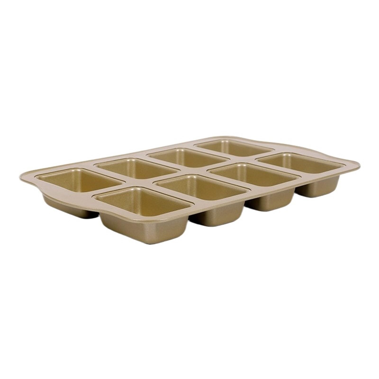 Rectangular Molde Magdalenas Horno De Acero Al Carbono Muffin Tray De 8 Cavidades Fáciles De Desmoldar Antiadherentes Bandeja Para Hornear Brownie(Gold)