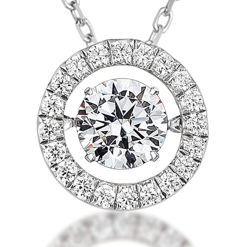 ARINZA 1 Carat Moissanite Necklace for Women, Heart Dancing Diamond Pendant, 925 Sterling Silver, 18+2 Inch Chain, Jewelry Gift for Her, Wife Mom Girlfriend, Anniversary, Birthday, Summer outfit