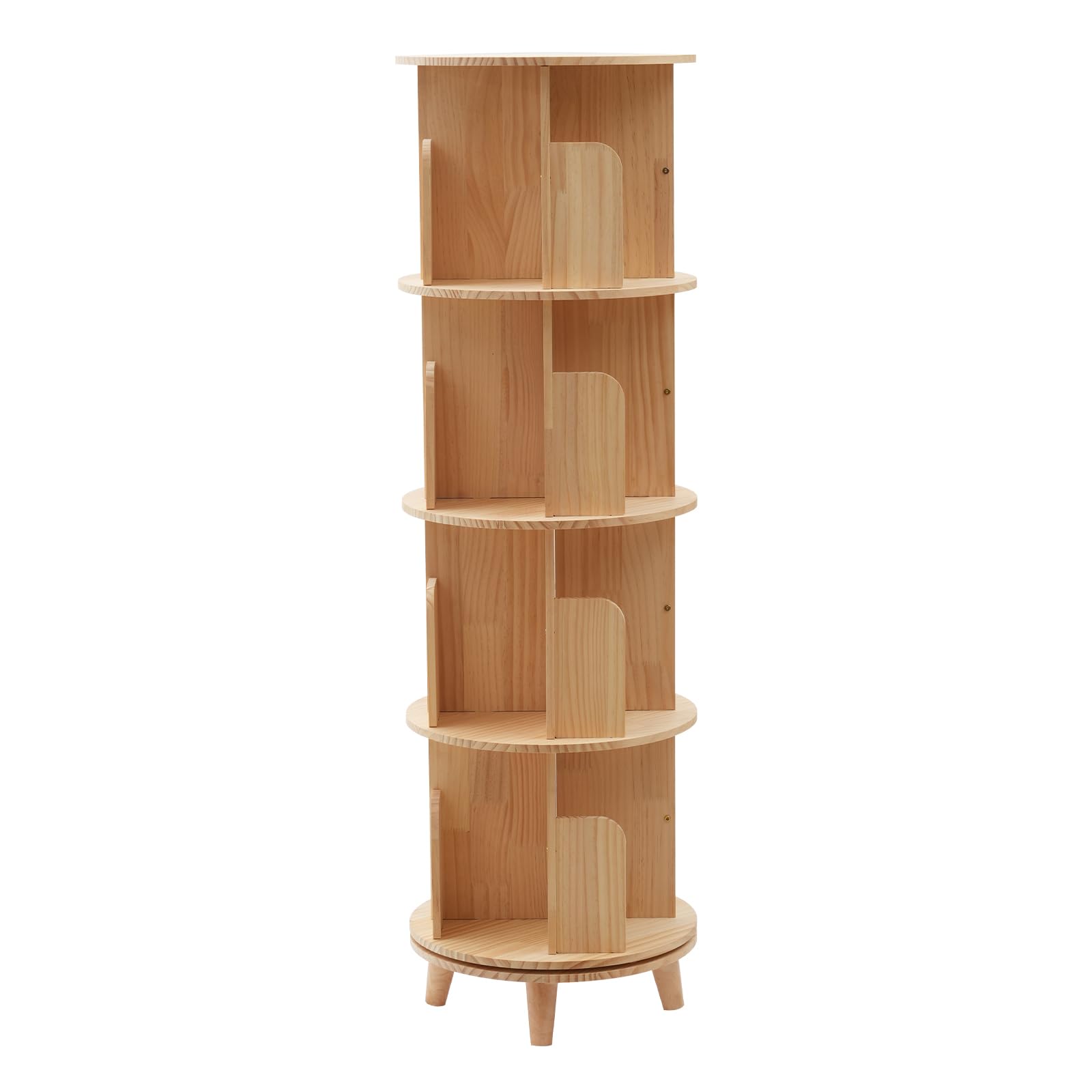 ClearFragrans Estantería de madera giratoria de 4 niveles de 360 °, estantería para libros, juguetes, para niños y adultos, organizador multifunción