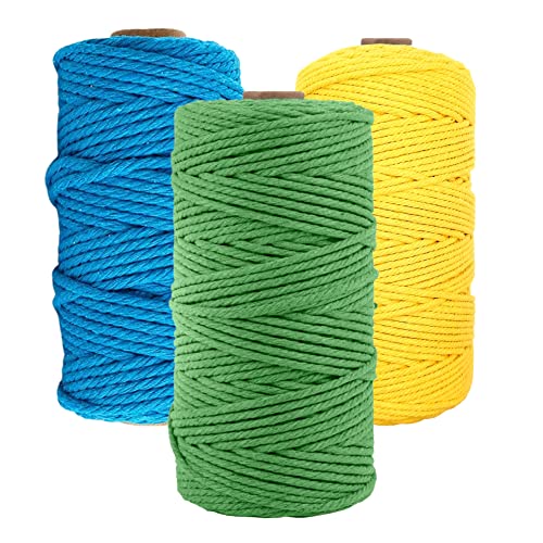 Image of ecofynd 50 Meters Natural Cotton Cord, Multi Colour Dori, Rope for Handmade Plant Hanger, Thread for Wall Hanging Craft Making (Pack of 3, Cord-MUL)