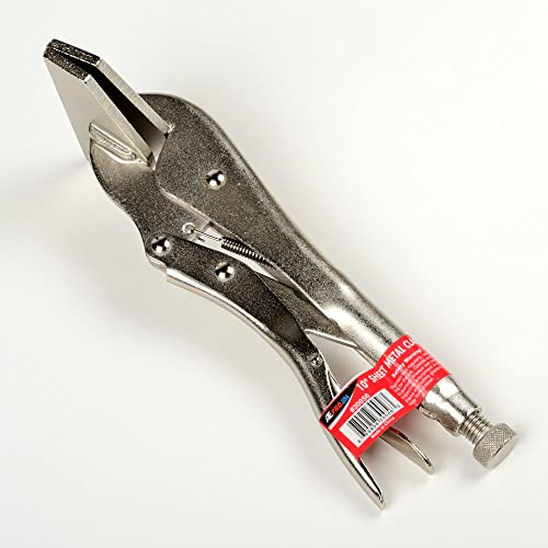 ATE Pro. Tools - 10-inch Locking Sheet Metal Clamp | Original Locking Pliers/Sheet Metal Tool | Adjustable Opening Nickle Plated Welding Plier | Heavy Duty Sheet Metal Grip Tool | Welding Plier (1)